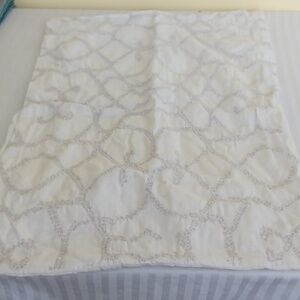 Restoration Hardware ivory tan embroidered cotton standard pillow sham RH
